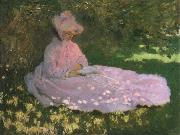 Claude Monet A Woman in a Garden,Spring time china oil painting reproduction